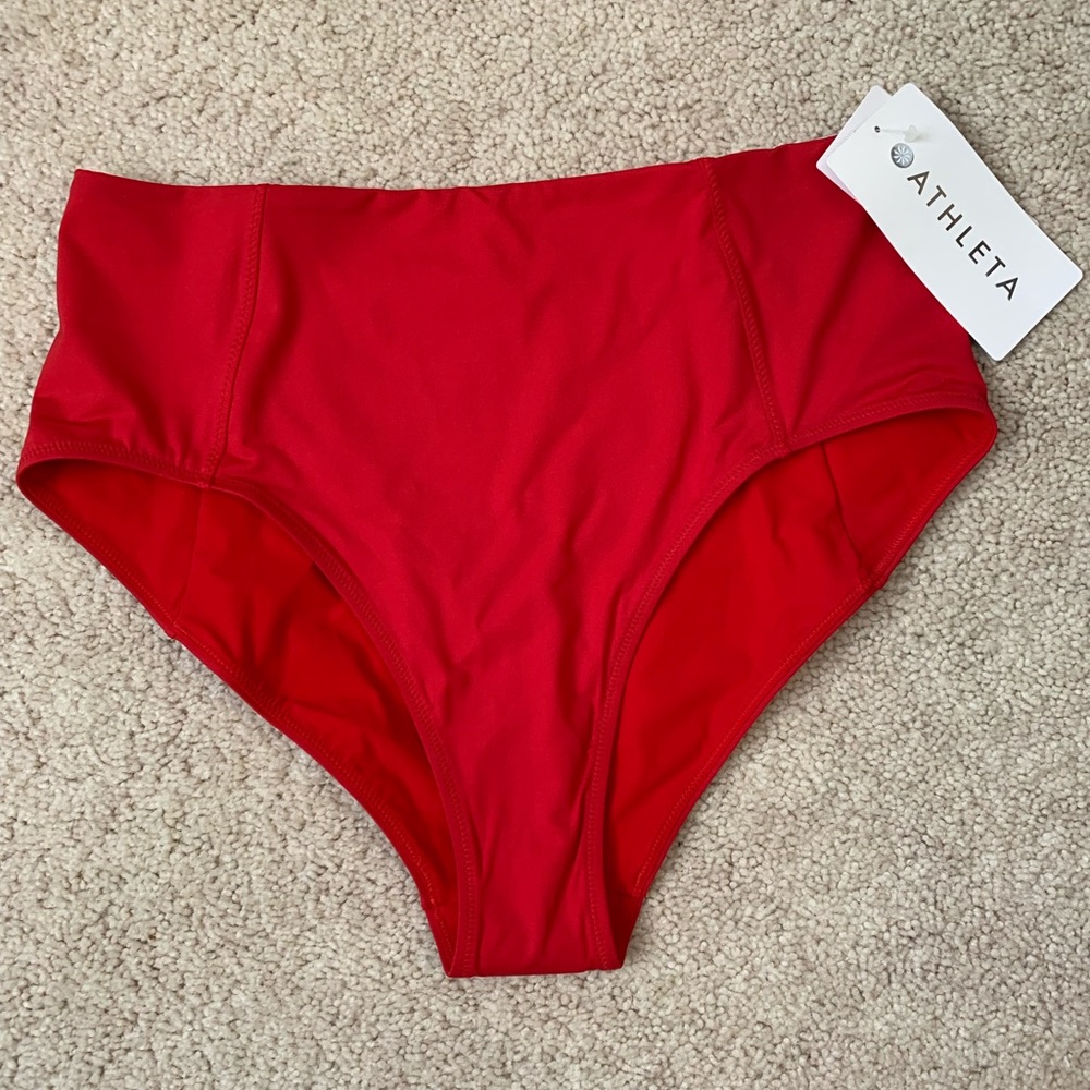 Athleta high-waist bikini bottoms - M red